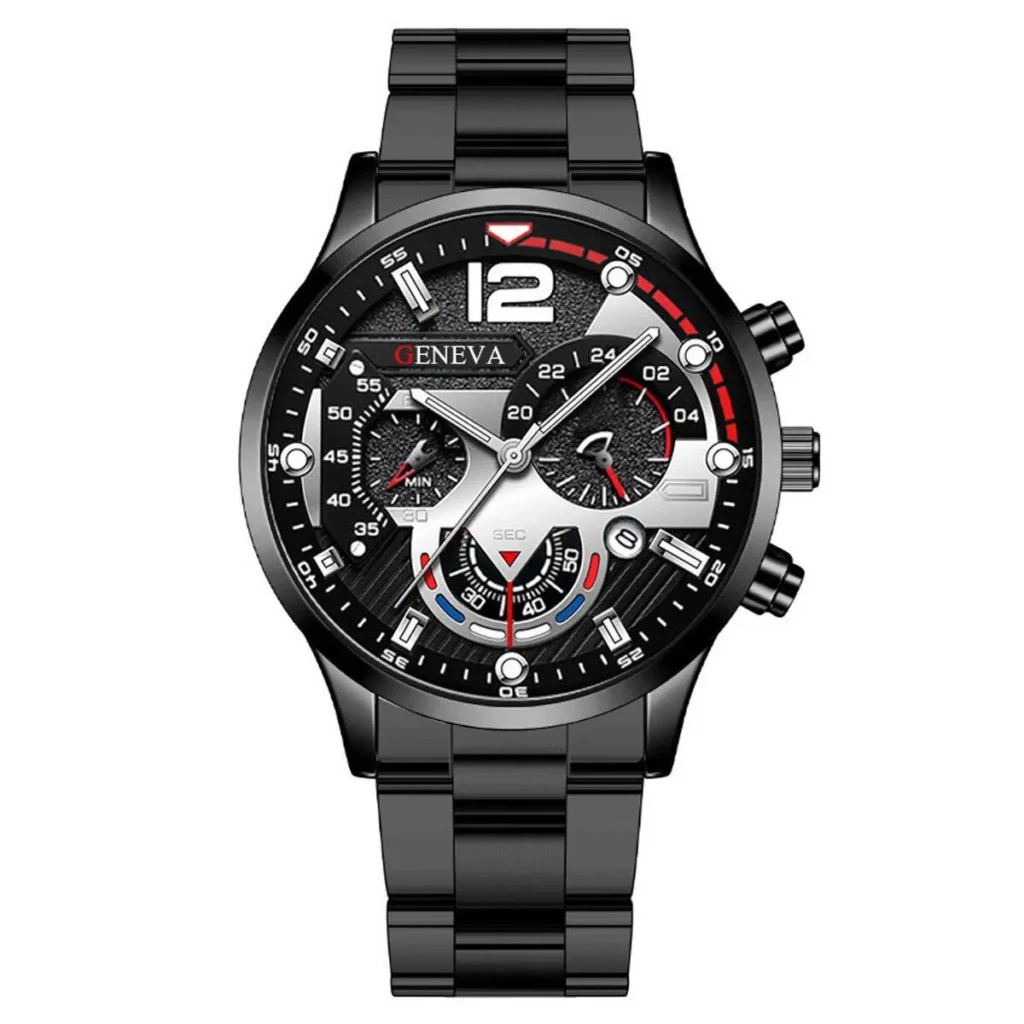 Black and silver color watch