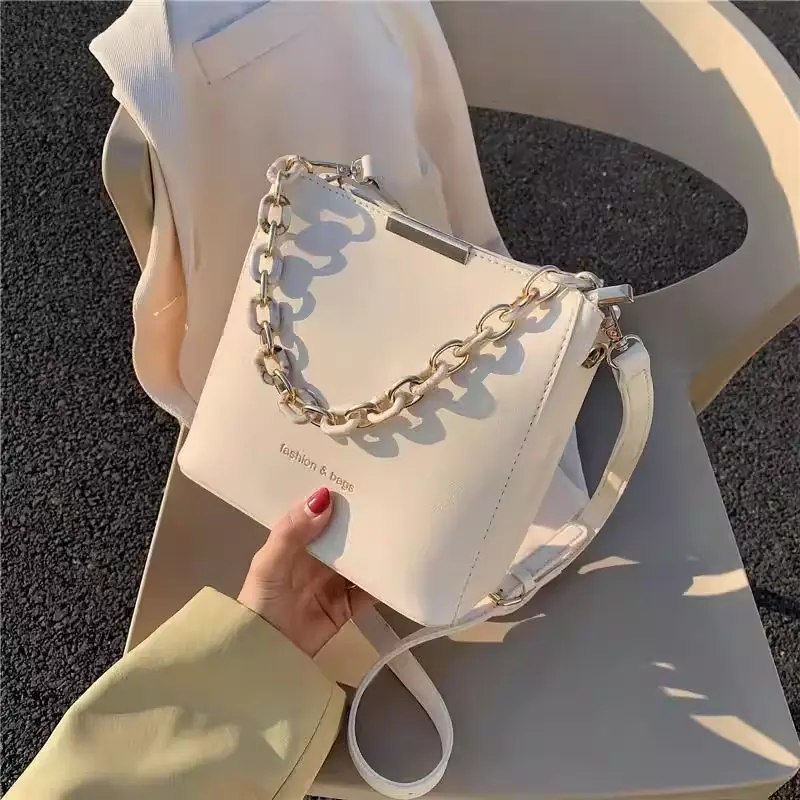 White bucket bag